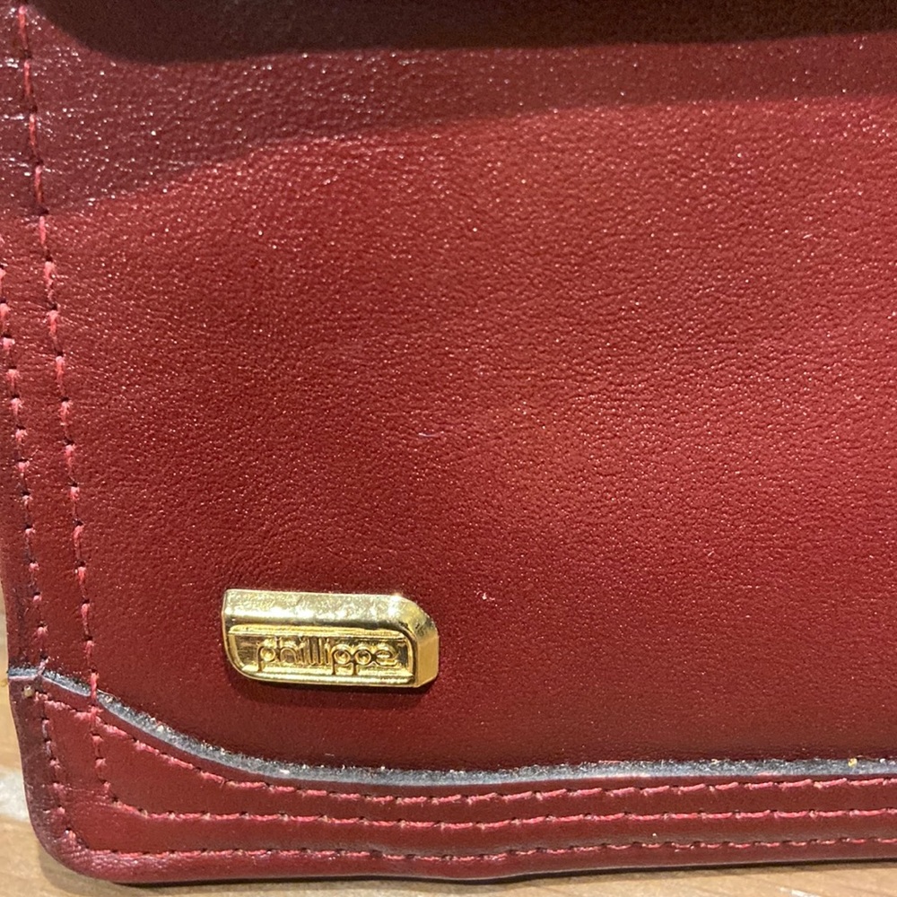 Philippe Oversized wristlet. Chocolate color with red under tone. - Picture 6 of 13